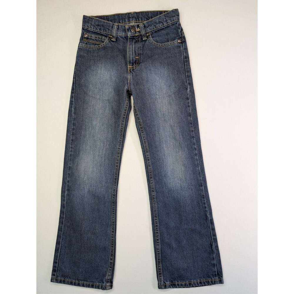 Wrangler Boys Jeans Size 10 Slim Blue Denim Bootcut Adjustable Waist 6BRBWFN